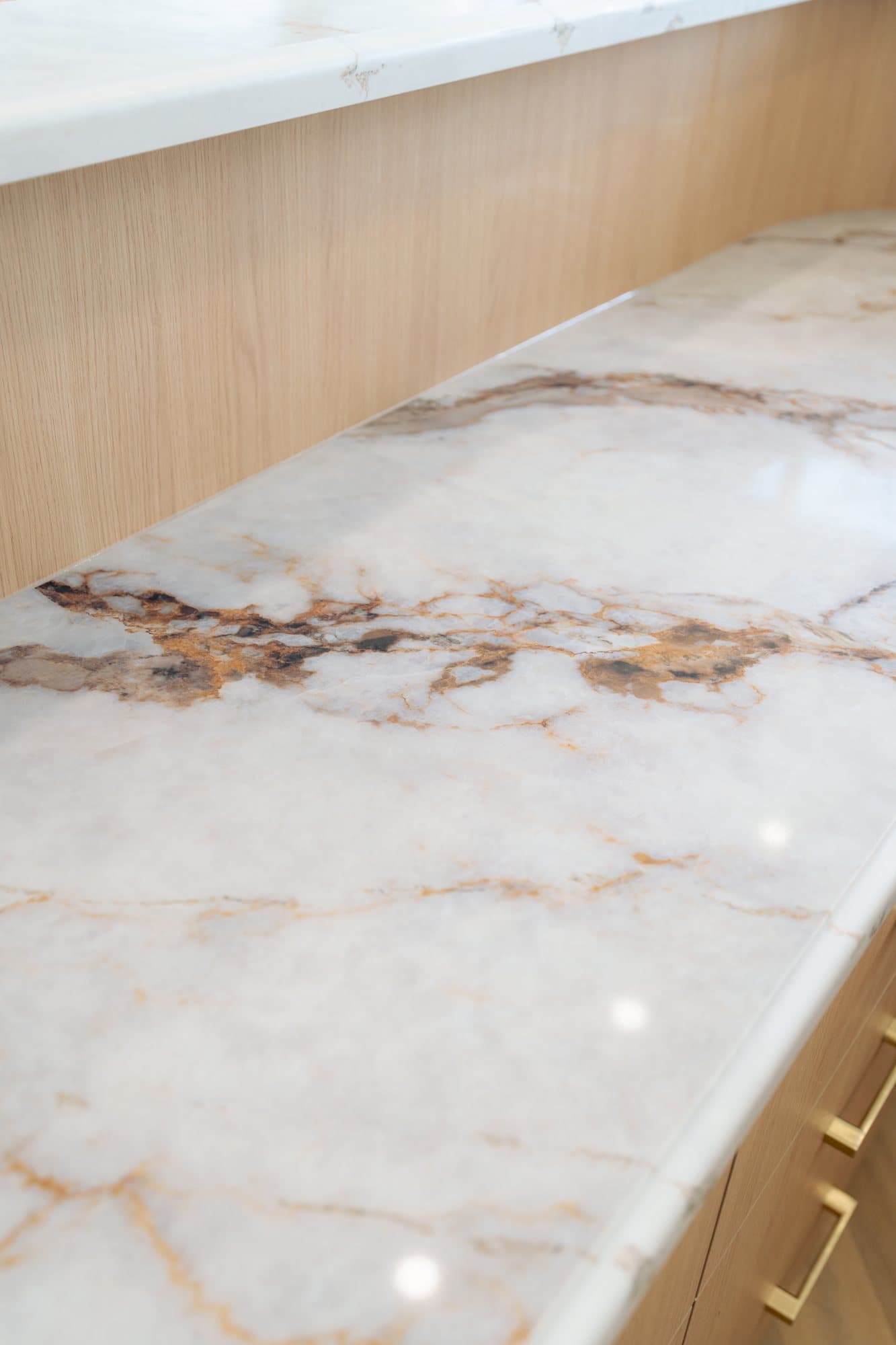 A marble slab surface showing the vein selected at the yard